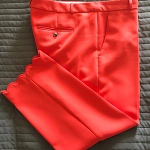 Banana Republic Avery Scalloped Hem Coral Trousers